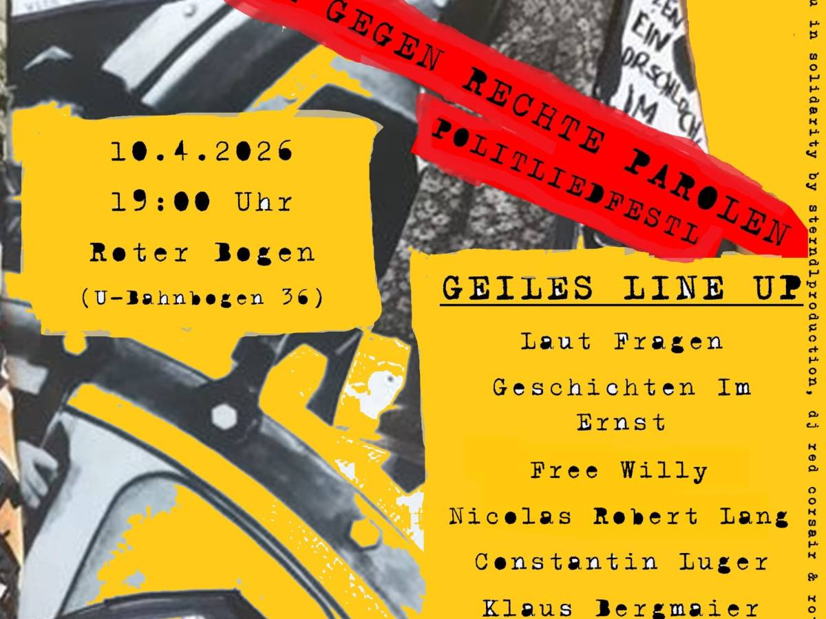 10. April 2026: ROTE Lieder gegen RECHTE Parolen – Roter Bogen Wien, heute um 19&nbsp;Uhr