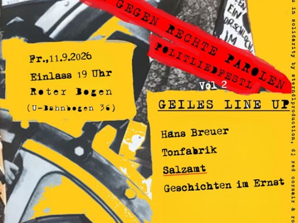 11. September 2026: Einladung zum Politliedfestl (Vol 2), Roter Bogen Wien, heute um 19&nbsp;Uhr